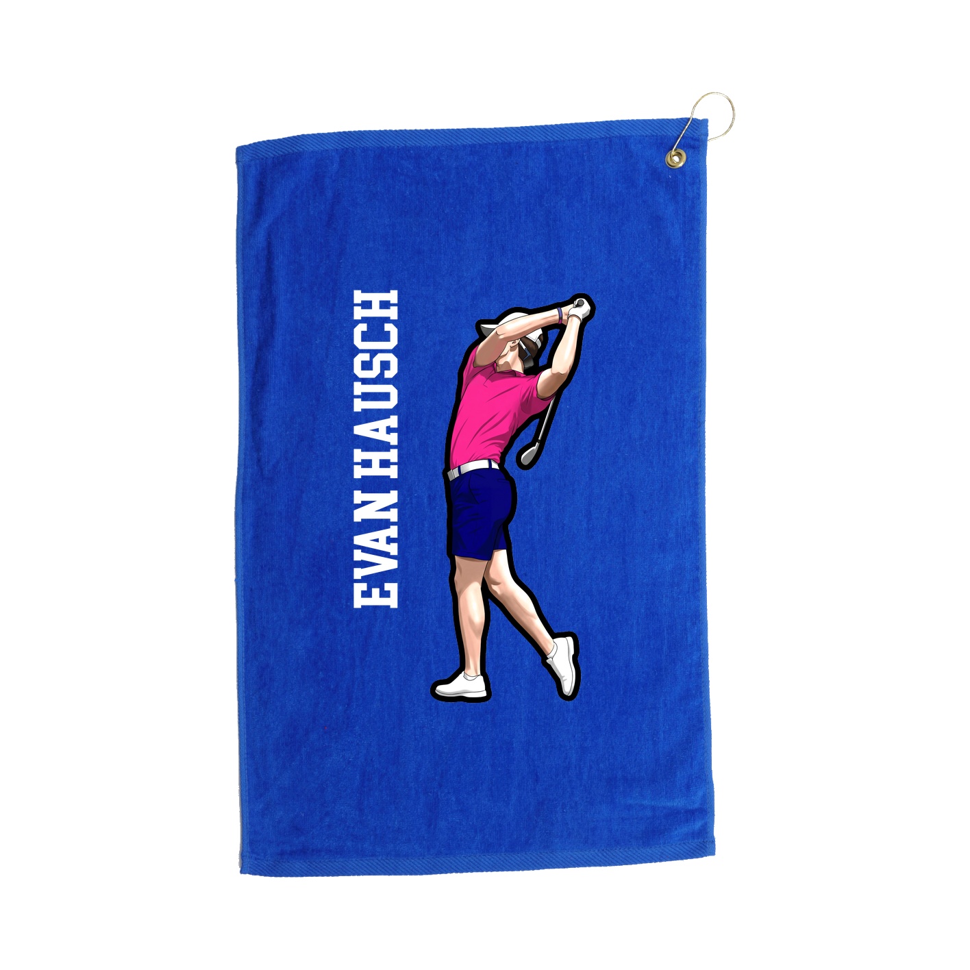 Golf Towel — Name Vertical in Royal