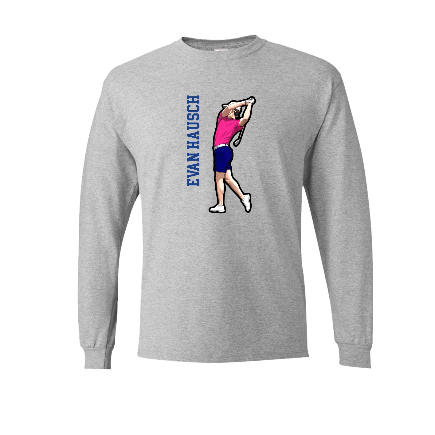 Long Sleeve Tee — Name Vertical in Grey