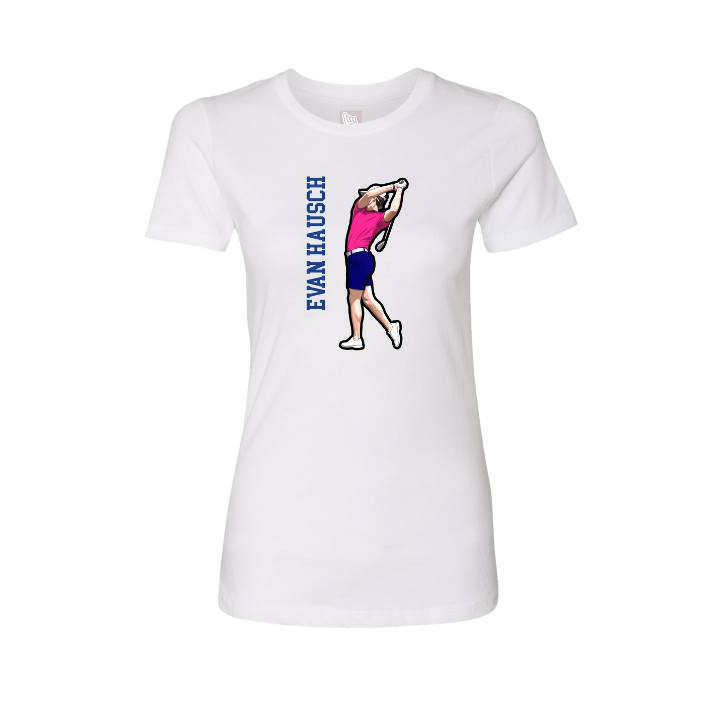 Fitted Women's Tee — Name Vertical in White