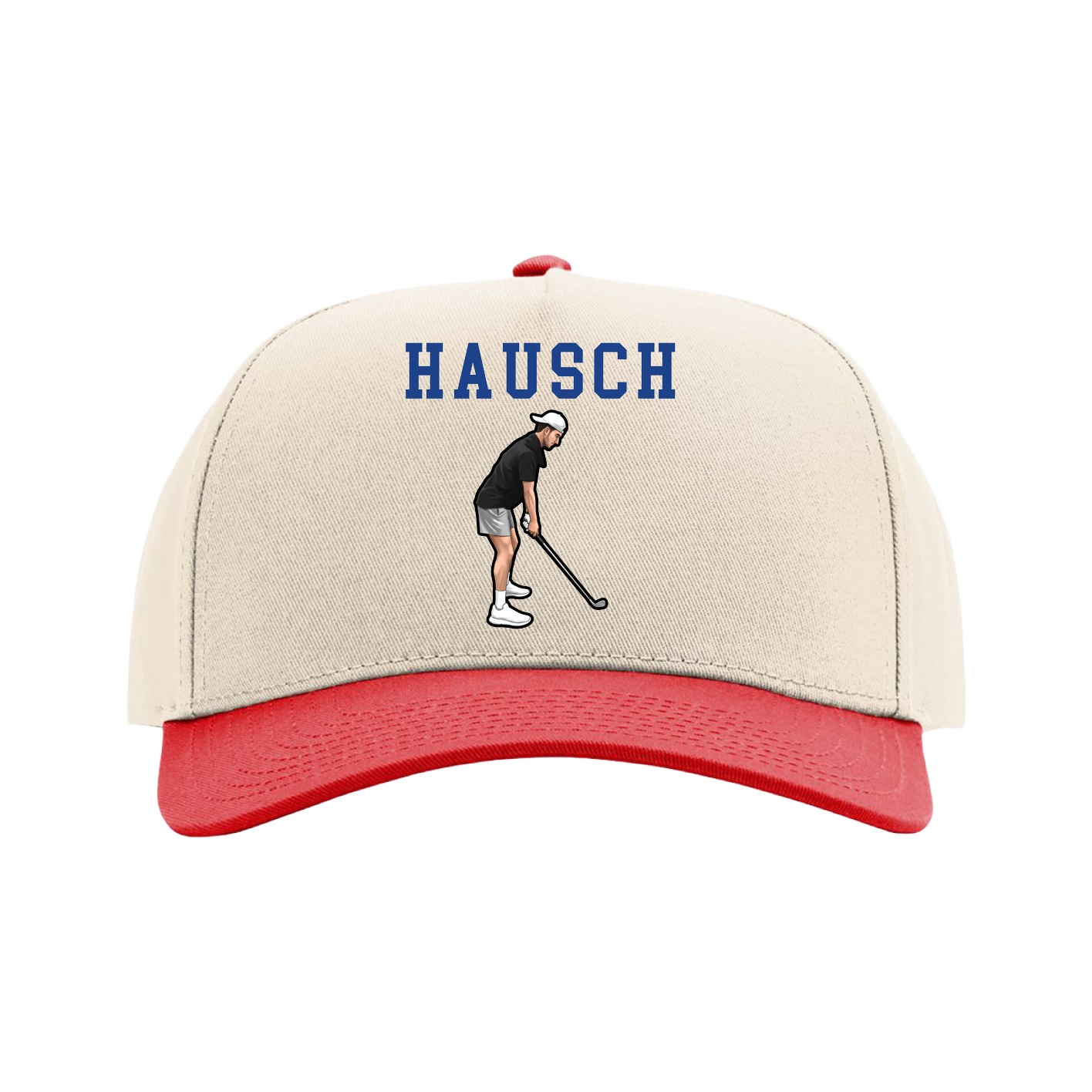 Full Fabric Five-Panel Champ Cap — Shirsey in Cream/Red
