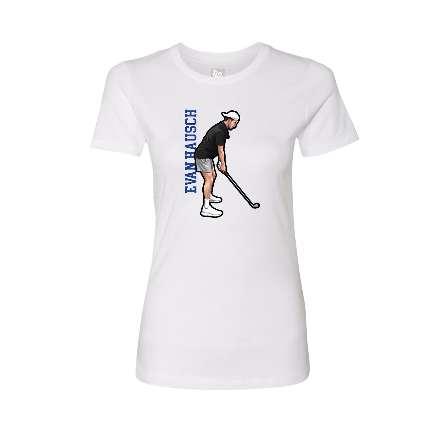 Fitted Women's Tee — Name Vertical in White