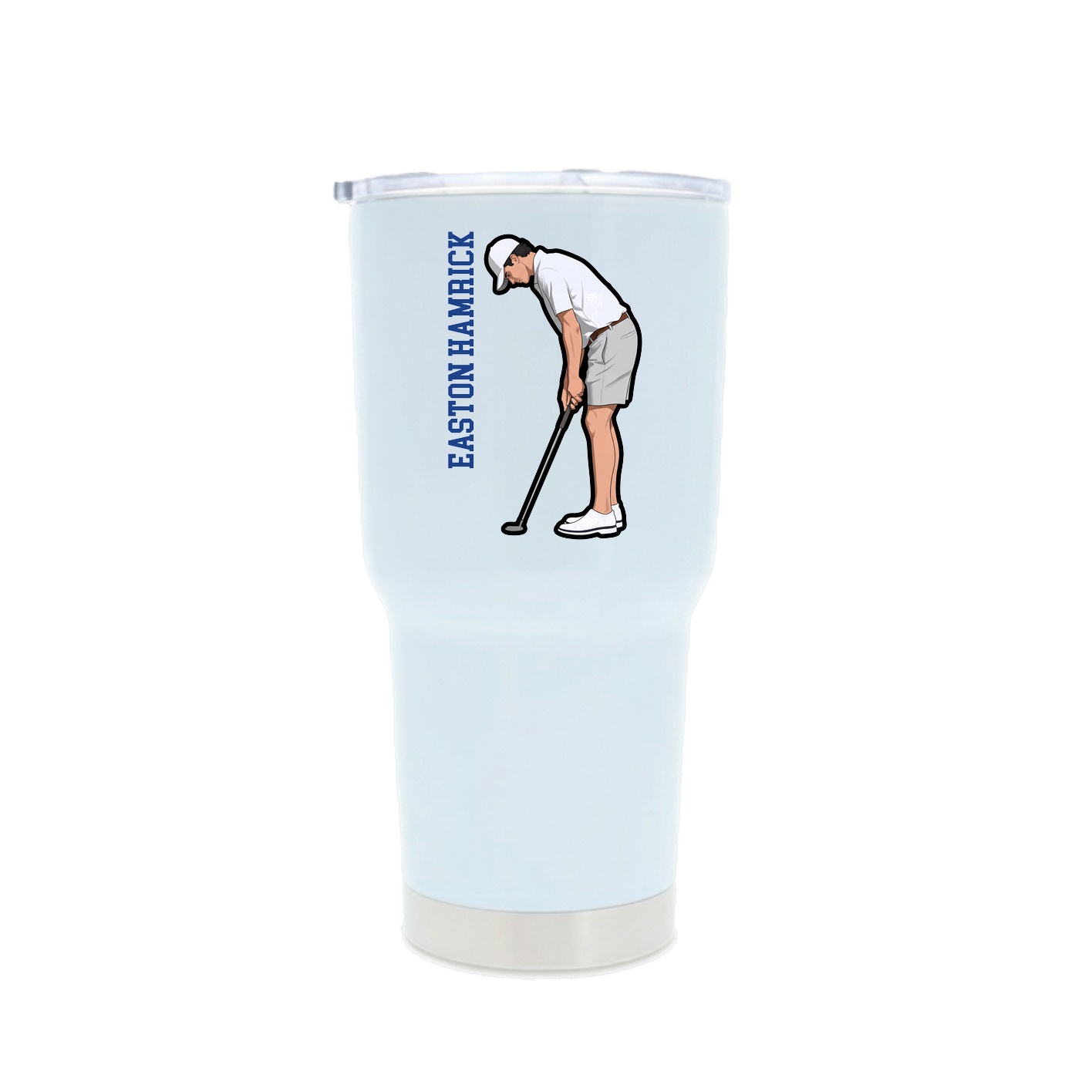 30oz Stainless Steel Tumbler — Name Vertical in White
