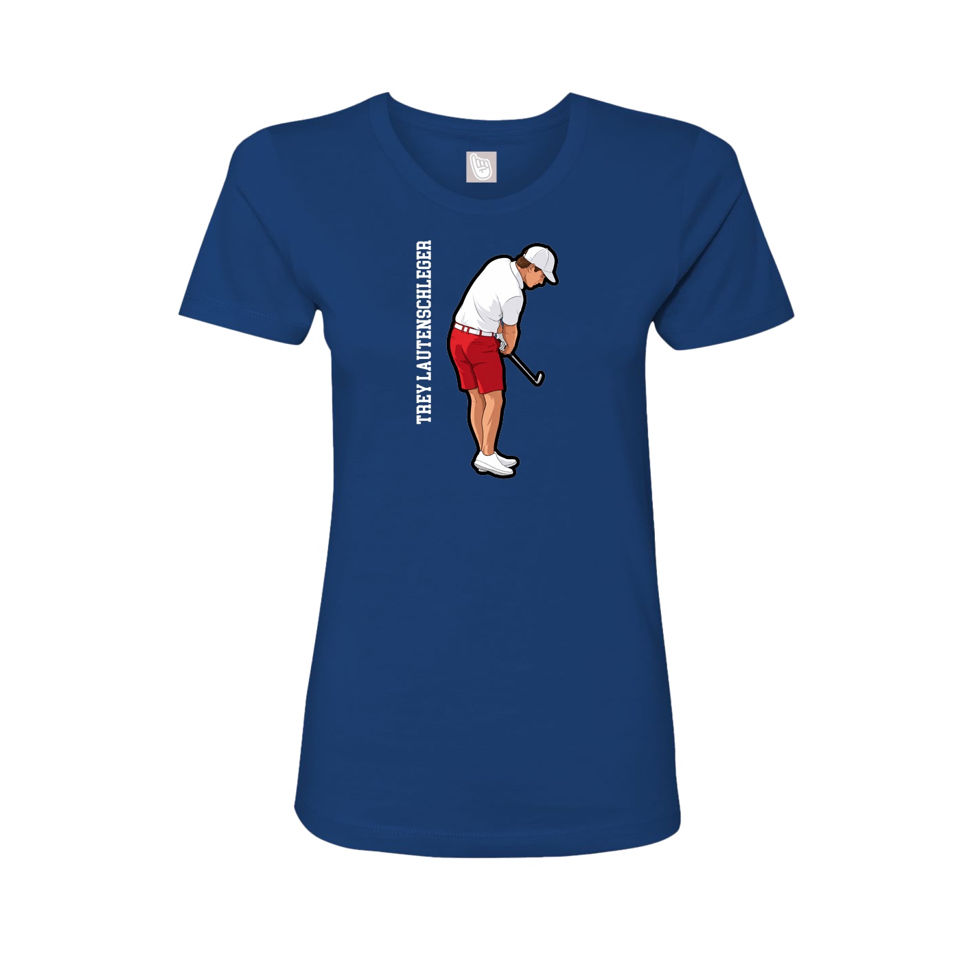 Fitted Women's Tee — Name Vertical in Royal