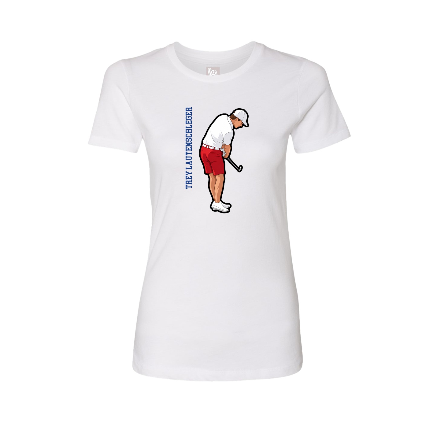 Fitted Women's Tee — Name Vertical in White