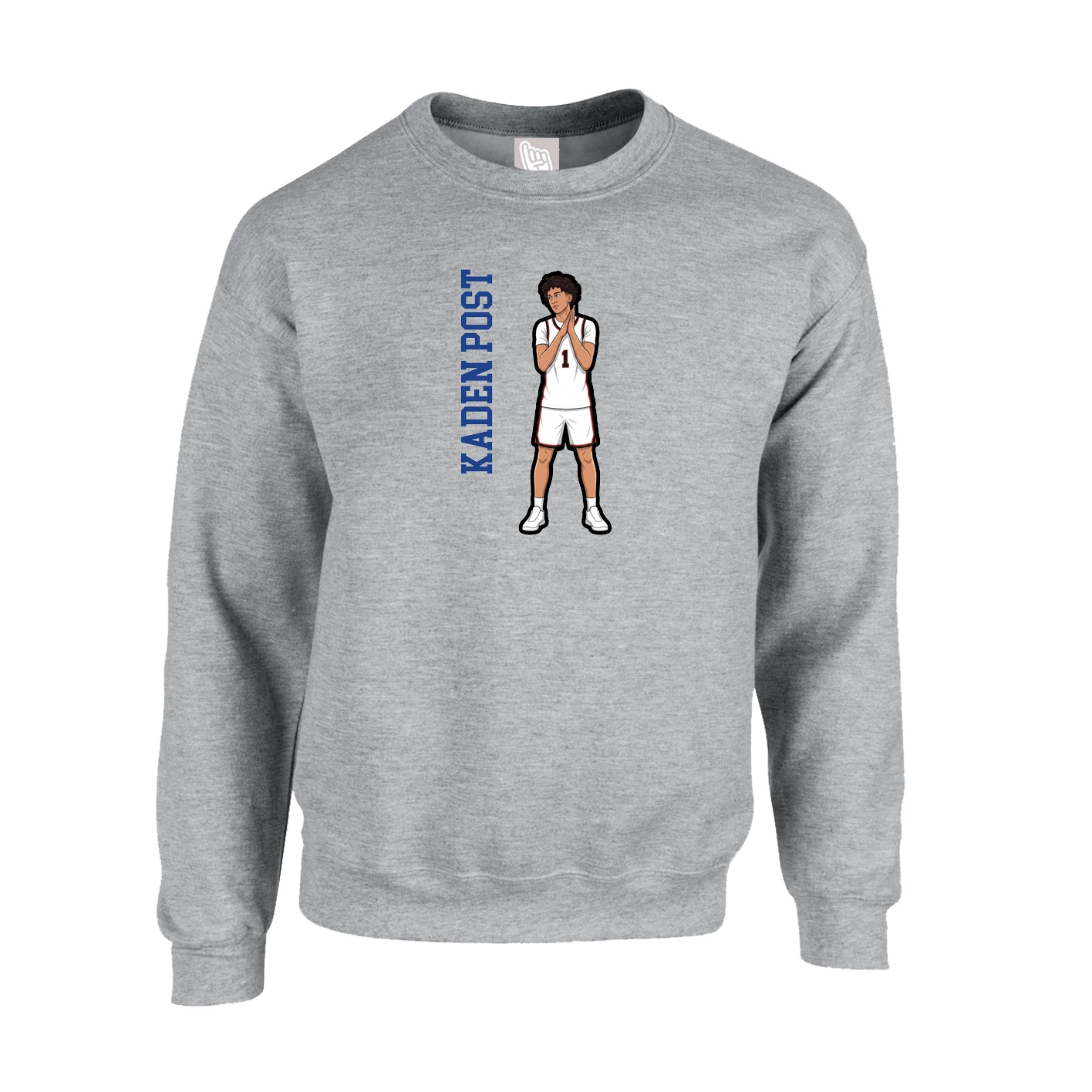 Fleece Crew — Name Vertical in Grey
