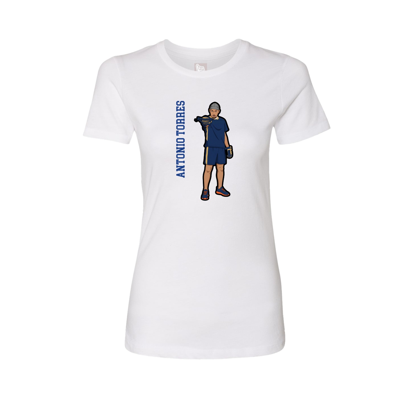 Fitted Women's Tee — Name Vertical in White
