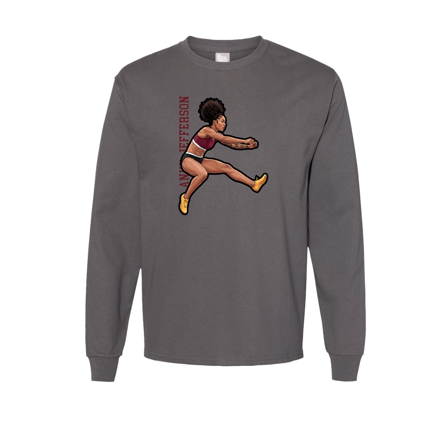 Long Sleeve Tee — Name Vertical in Grey