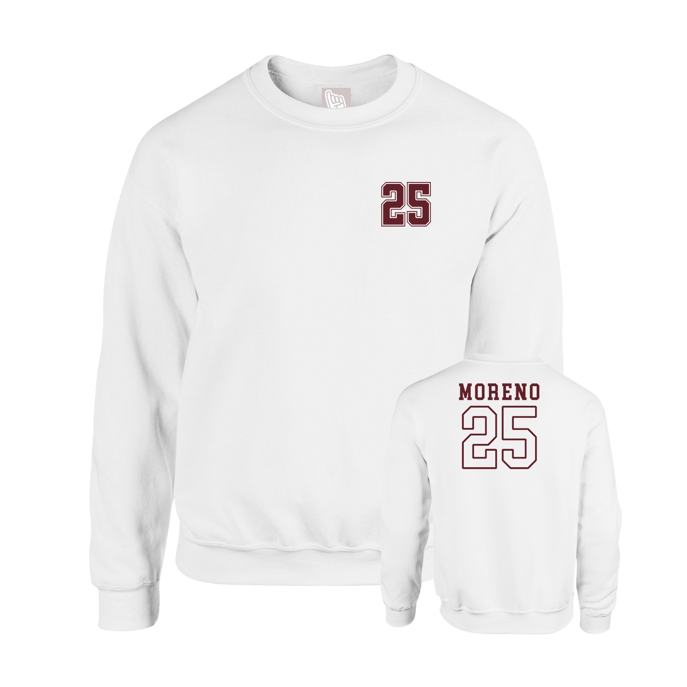 Fleece Crew — Chest Back in White