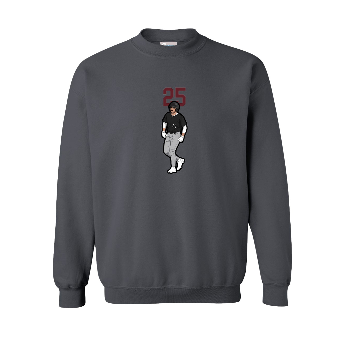 Fleece Crew — Number Top in Grey