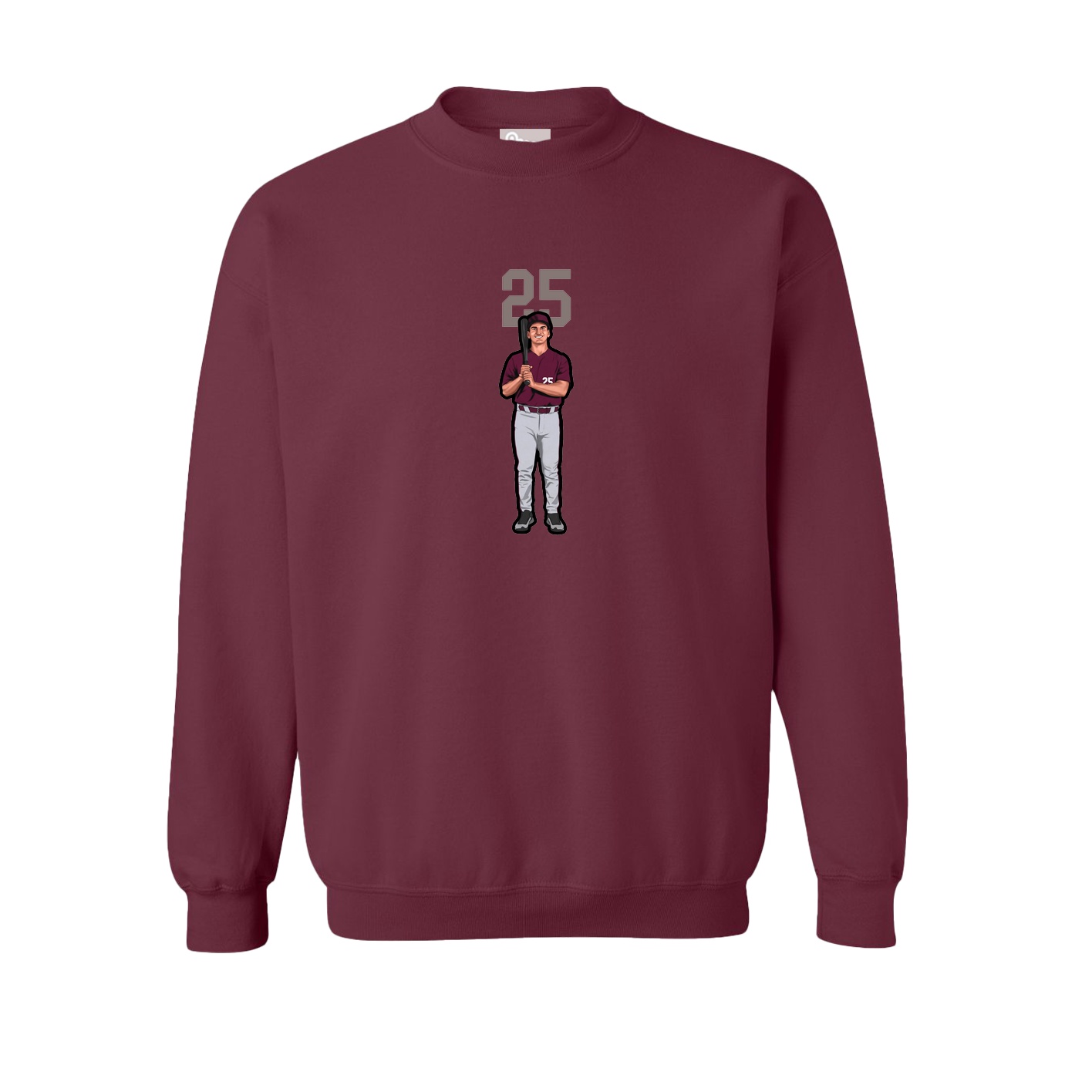 Fleece Crew — Number Top in Maroon