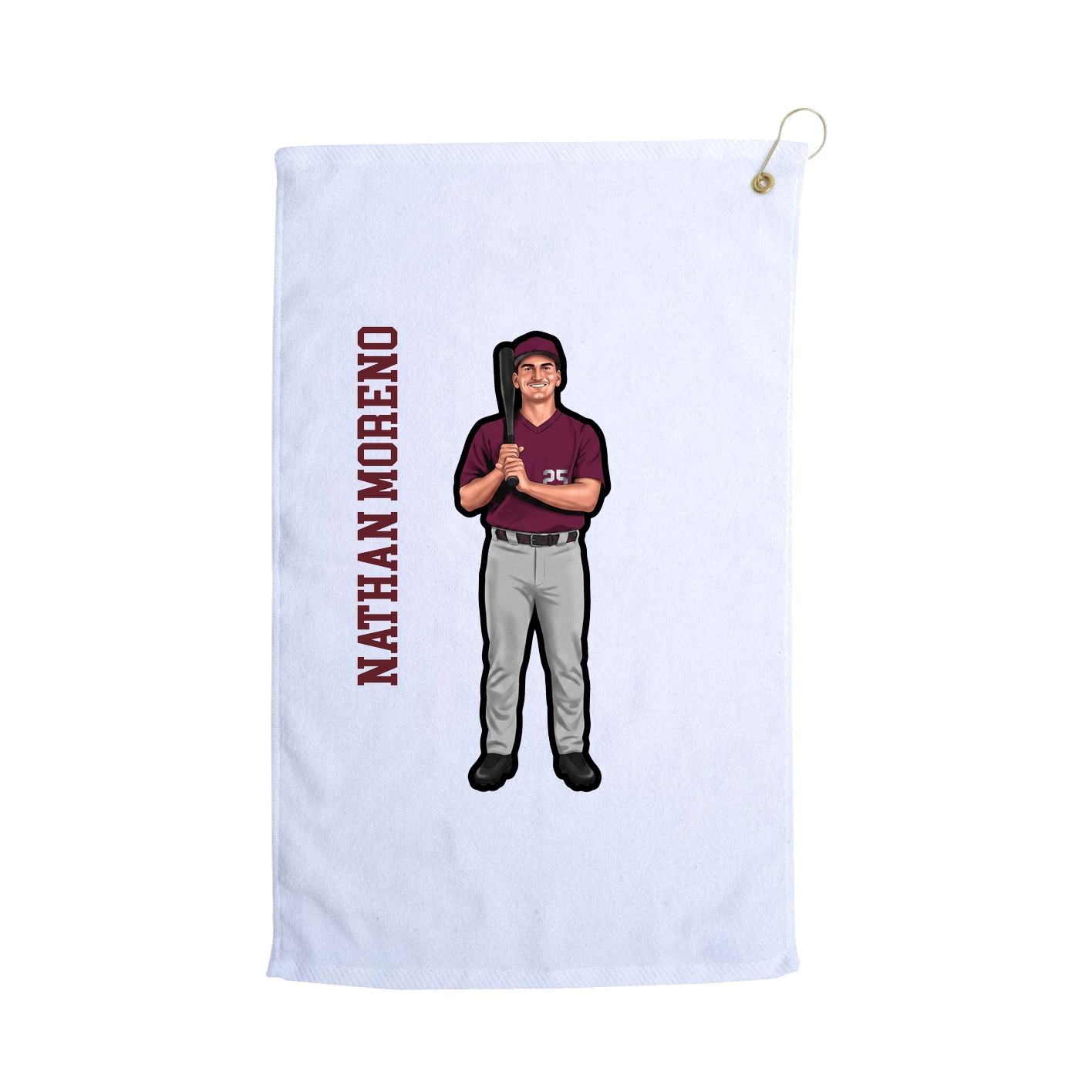 Golf Towel — Name Vertical in White