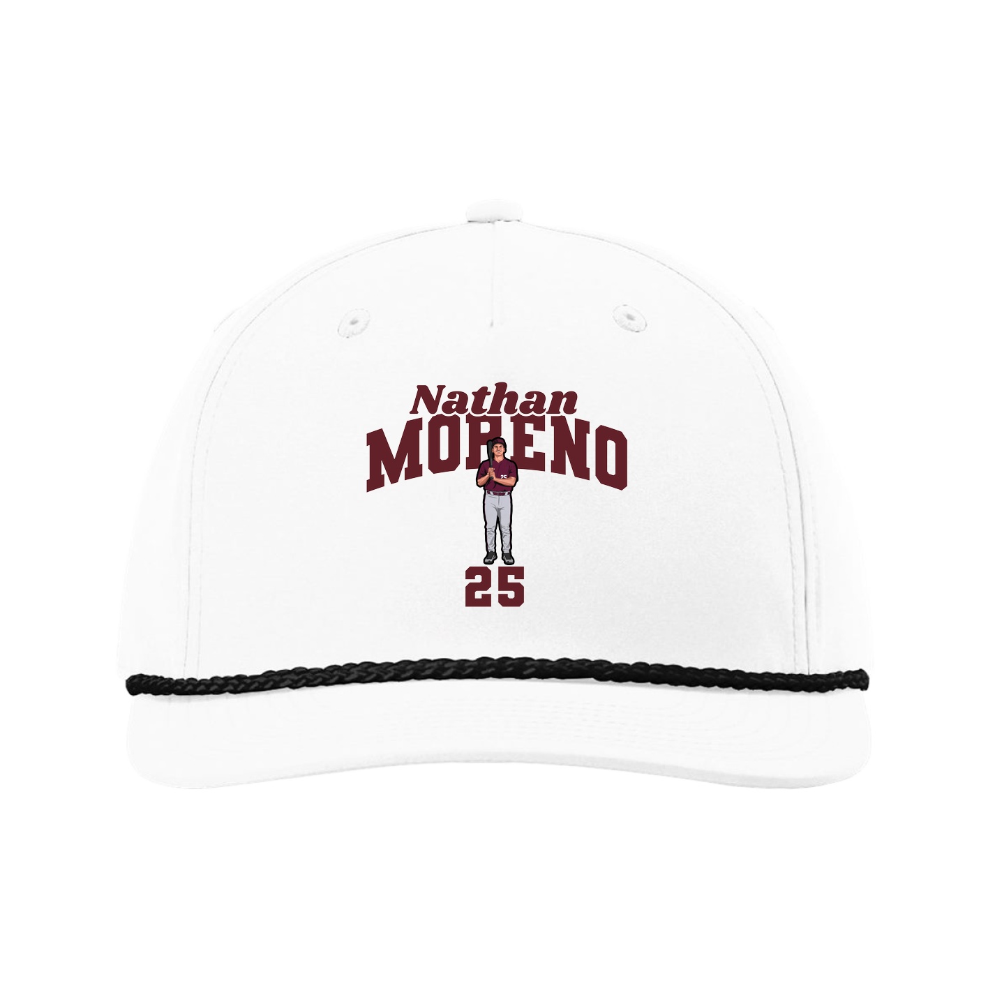 Five-Panel Classic Rope Cap — Signature Arch in White