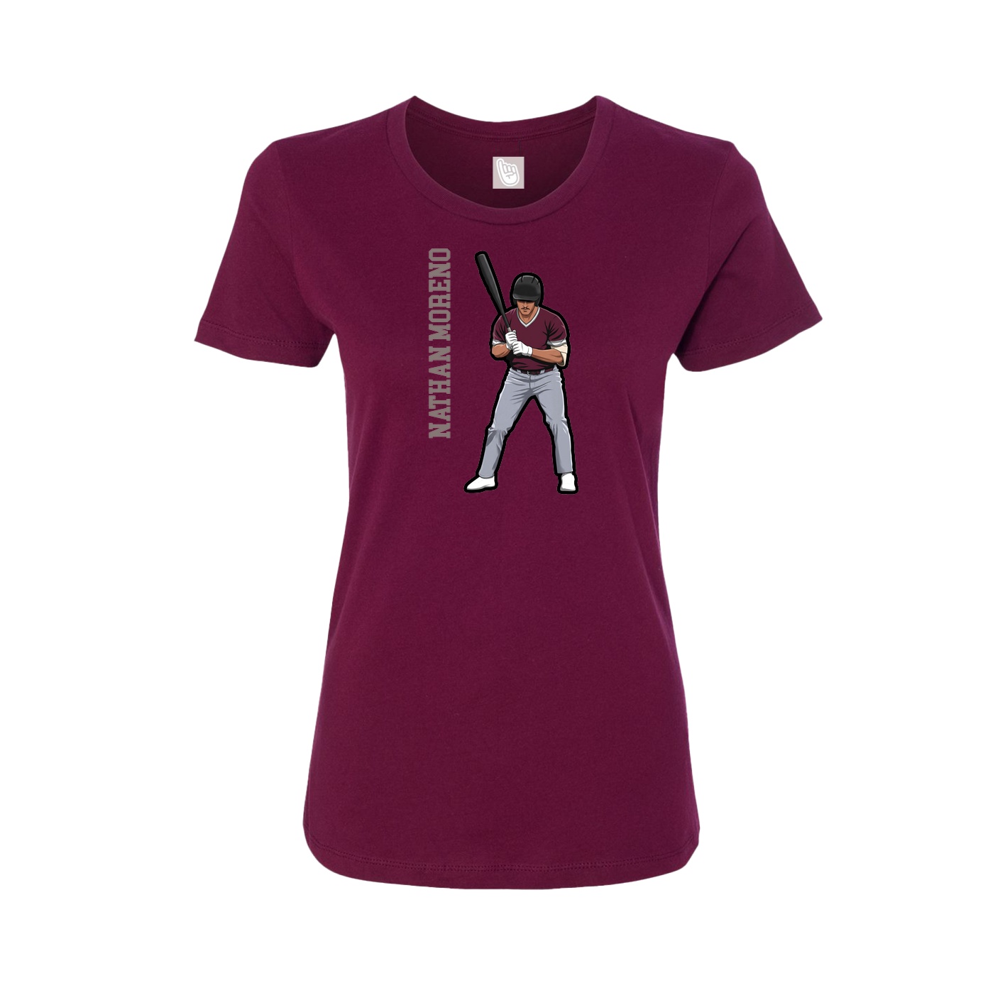Fitted Women's Tee — Name Vertical in Maroon