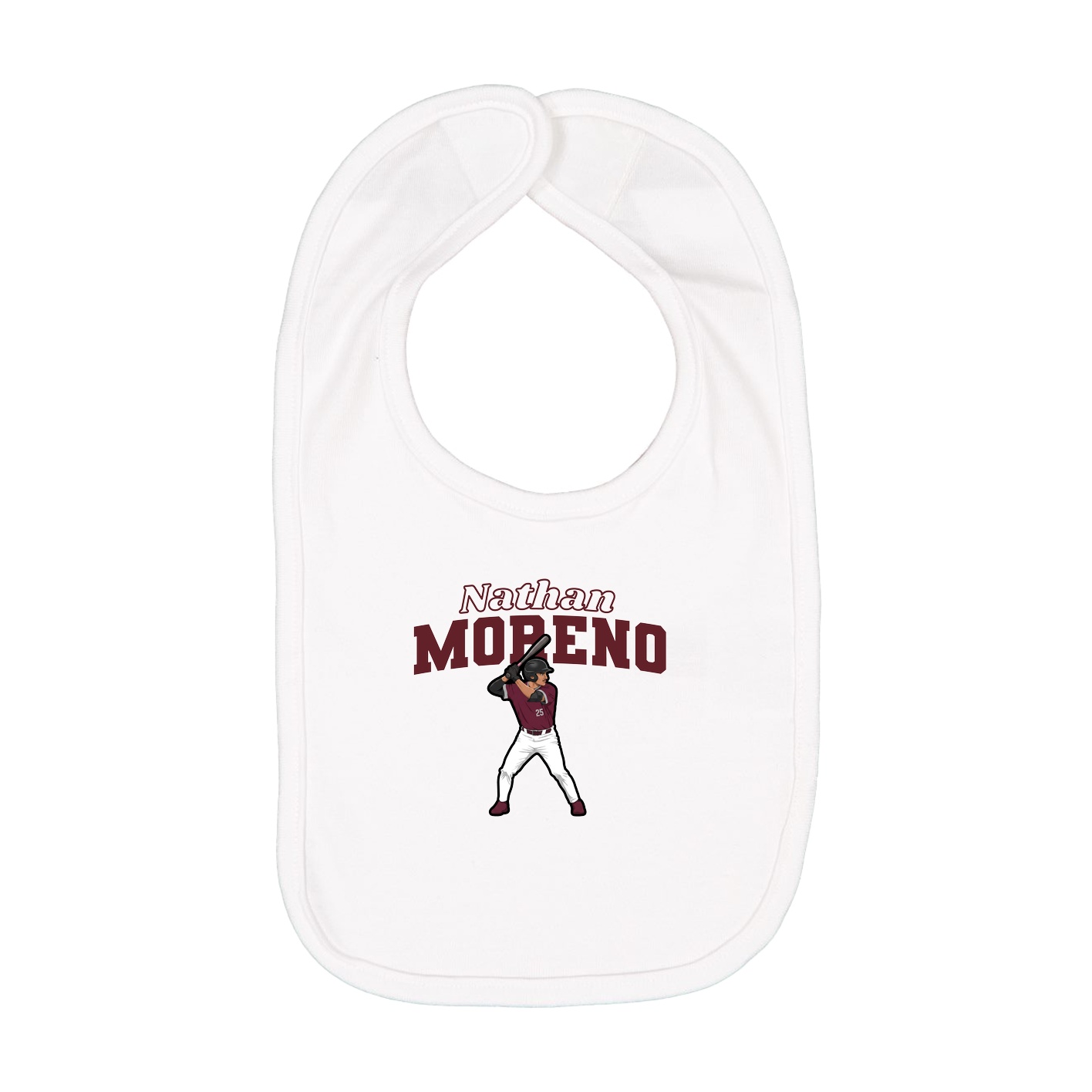 Infant Bib — Name Arch in White