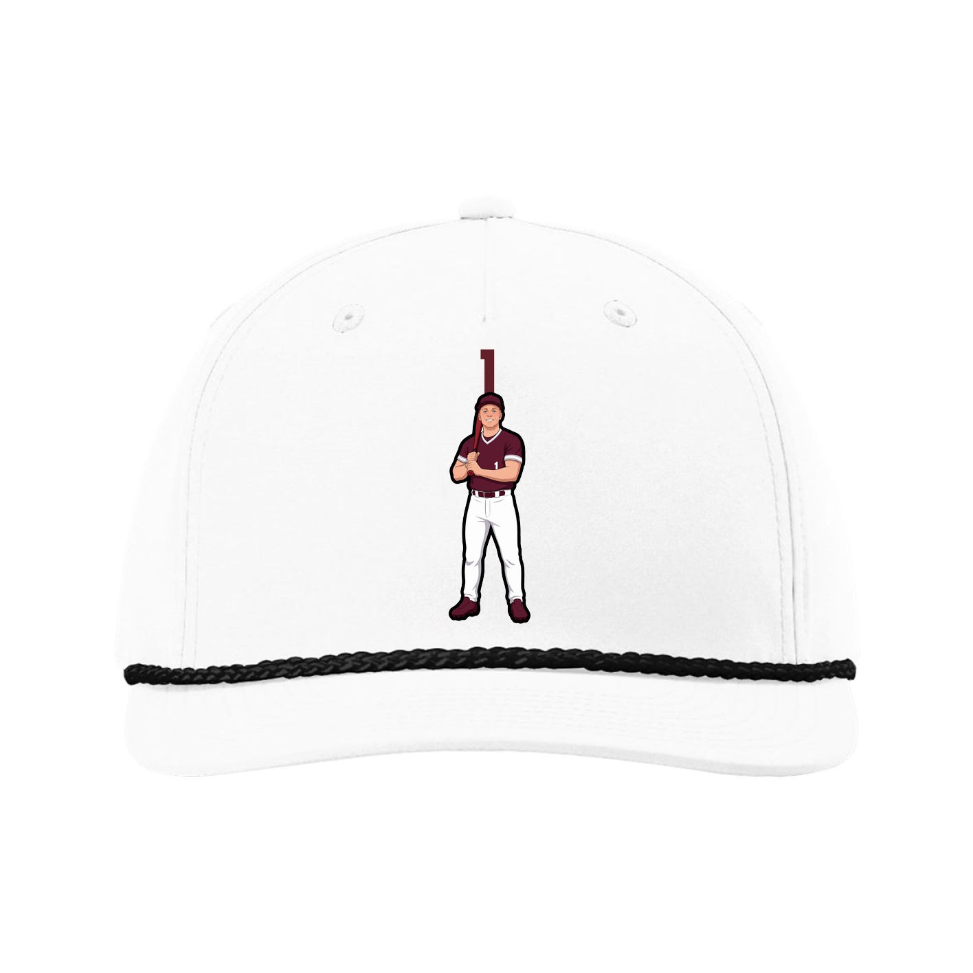 Five-Panel Classic Rope Cap — Number Top in White