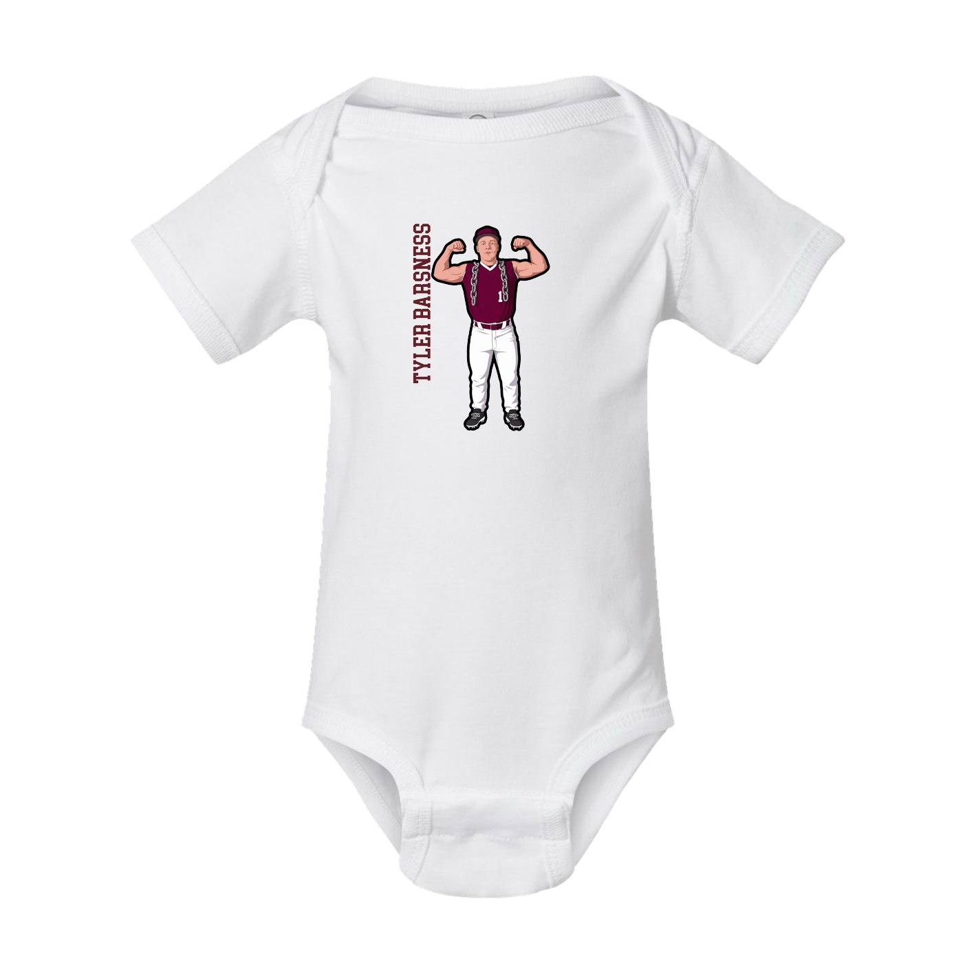 Baby Onesie — Name Vertical in White