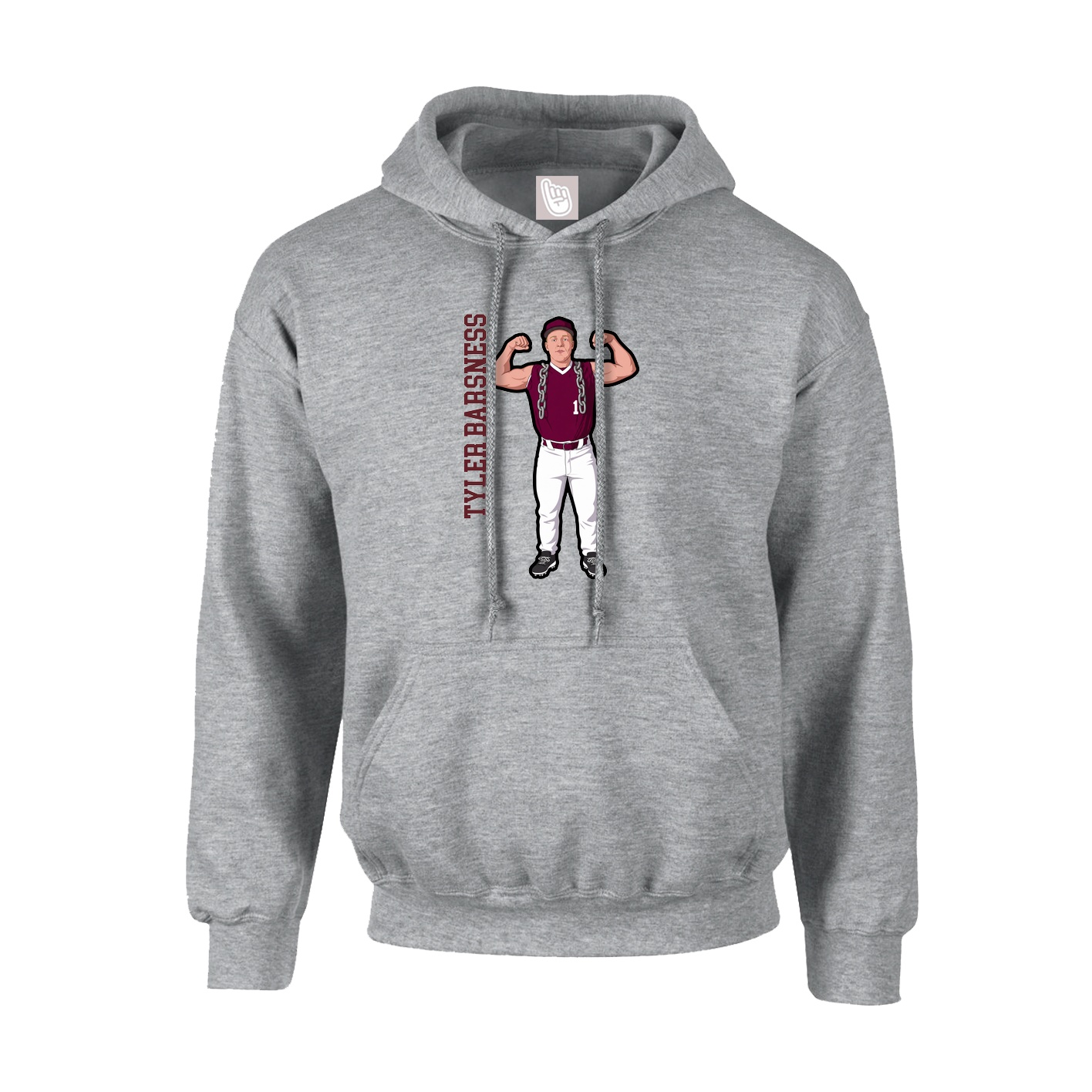 Hoodie — Name Vertical in Grey