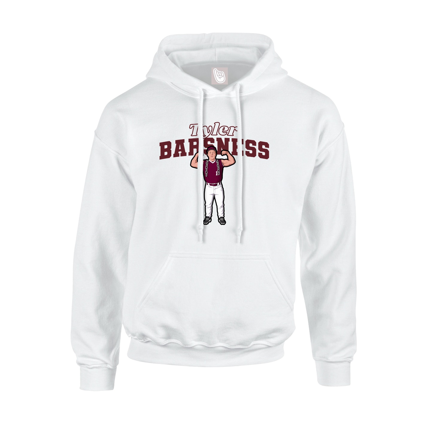 Youth Hoodie — Name Arch in White