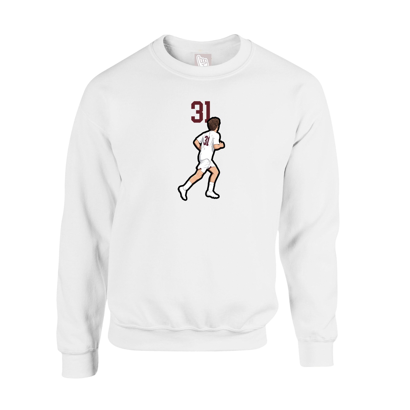 Fleece Crew — Number Top in White