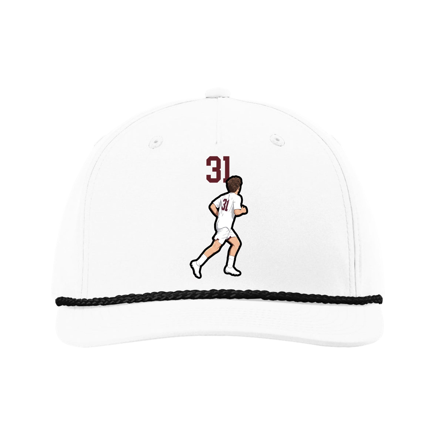 Five-Panel Classic Rope Cap — Number Top in White