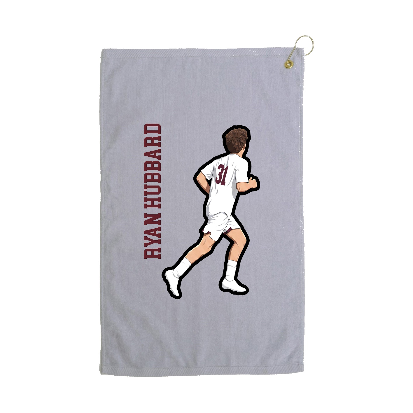 Golf Towel — Name Vertical in Grey
