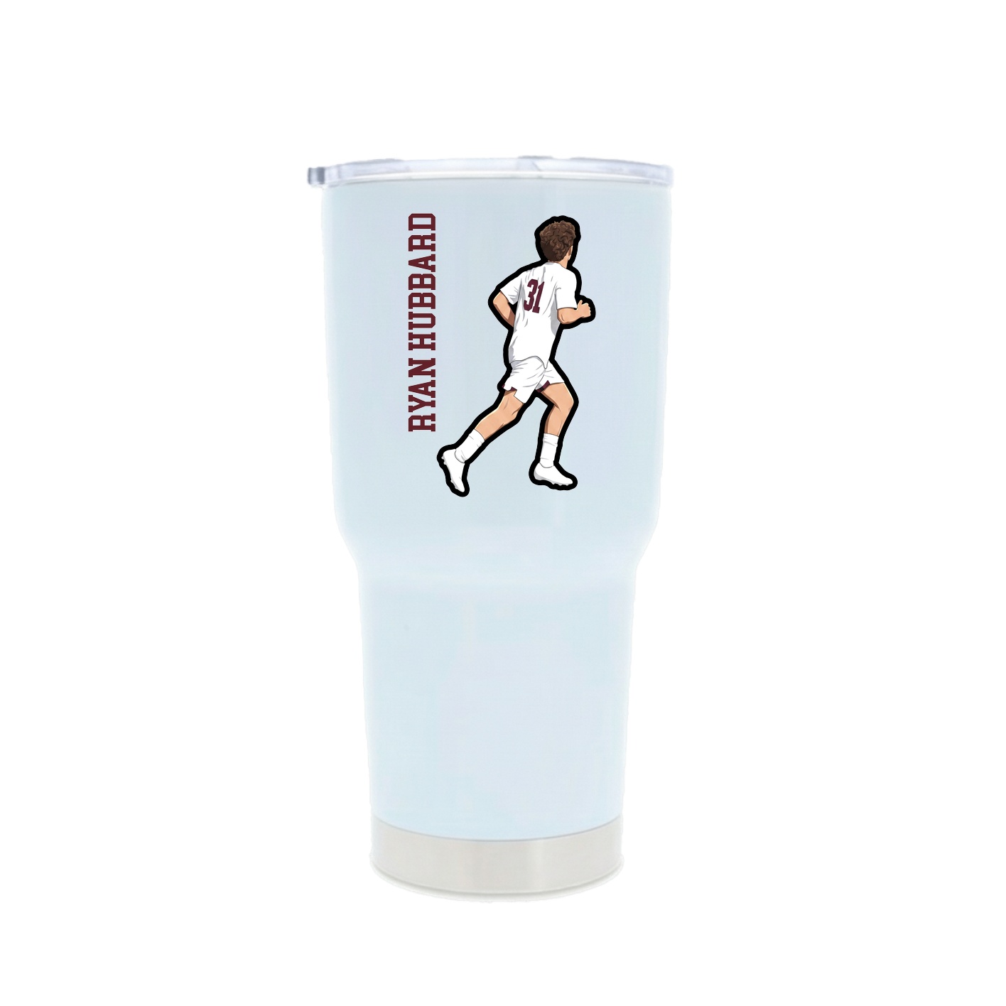 30oz Stainless Steel Tumbler — Name Vertical in White