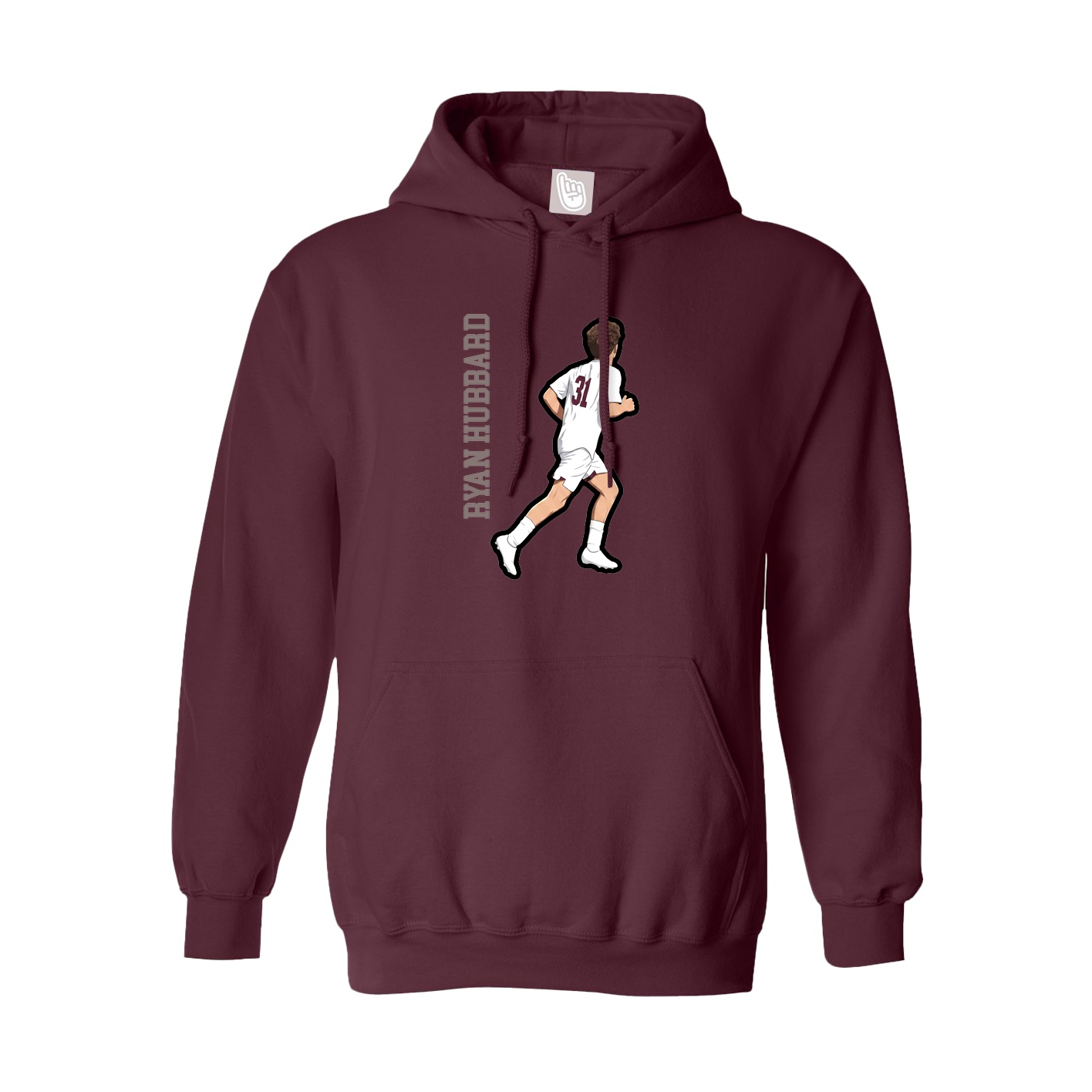 Hoodie — Name Vertical in Maroon