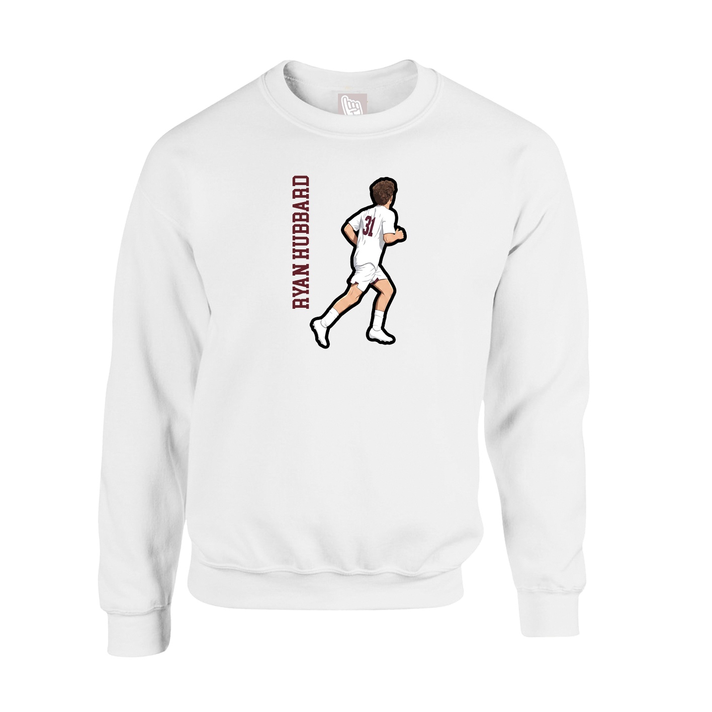 Fleece Crew — Name Vertical in White