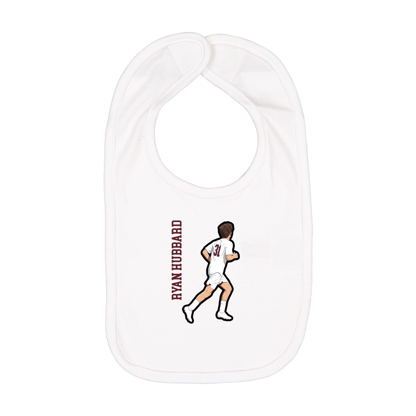Infant Bib — Name Vertical in White