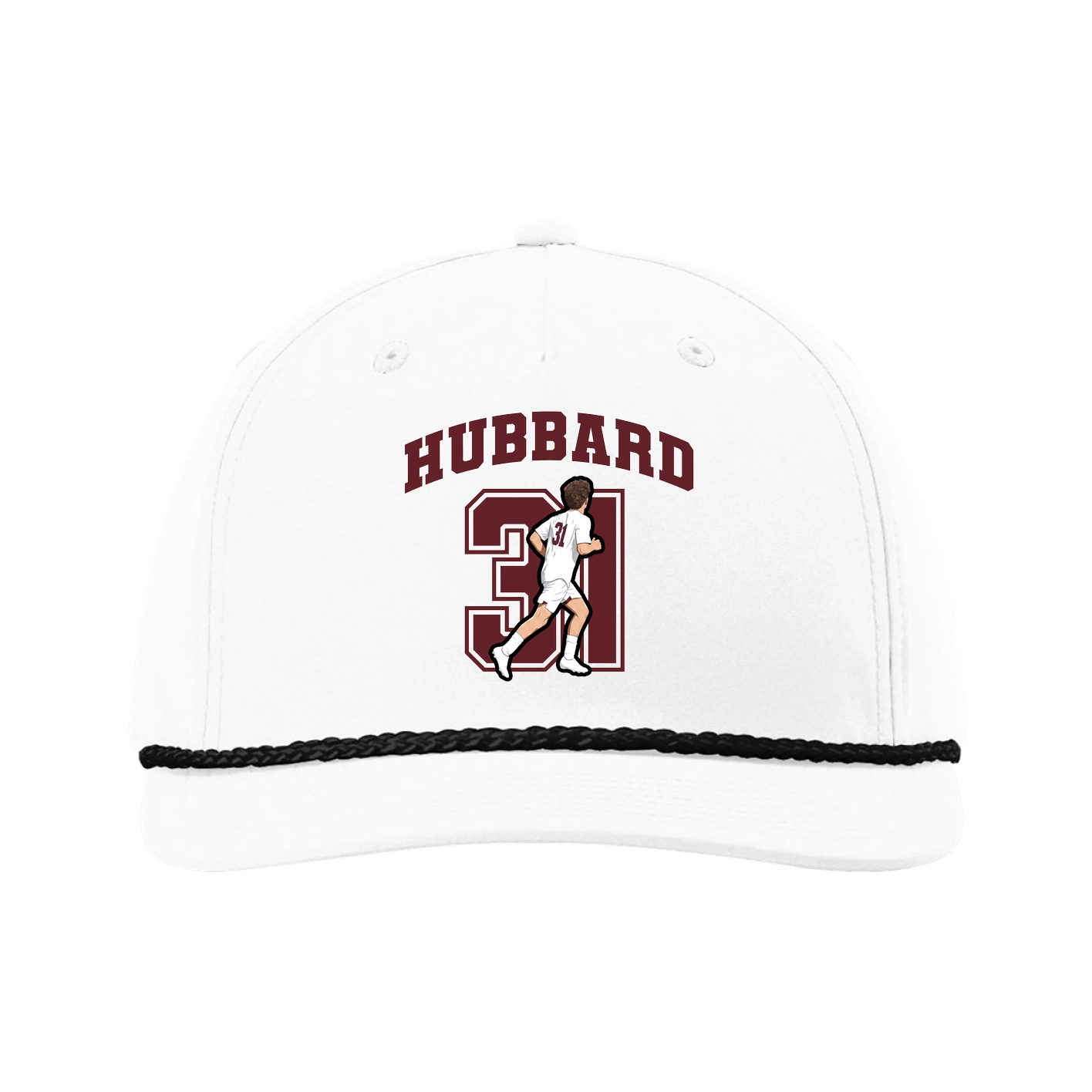 Five-Panel Classic Rope Cap — Number in White