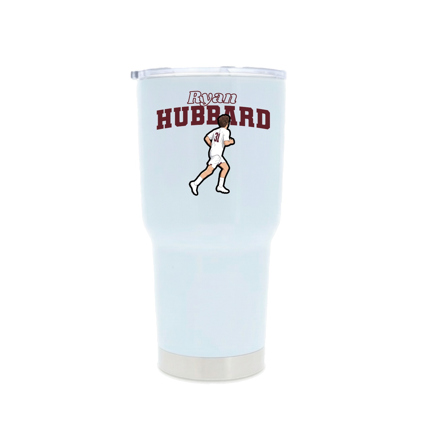 30oz Stainless Steel Tumbler — Name Arch in White