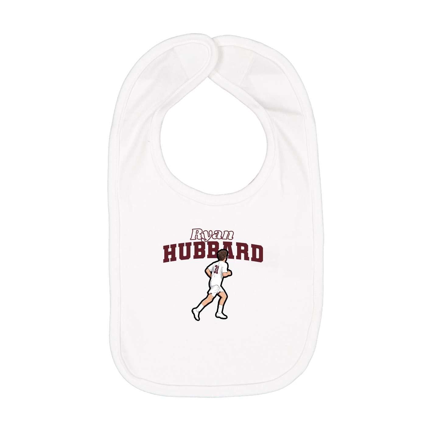 Infant Bib — Name Arch in White