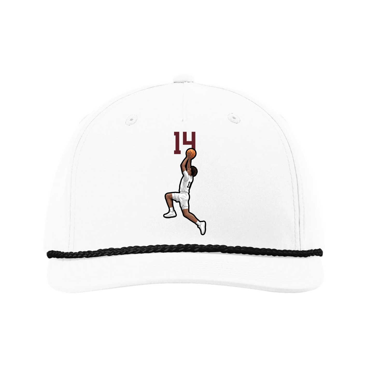 Five-Panel Classic Rope Cap — Number Top in White