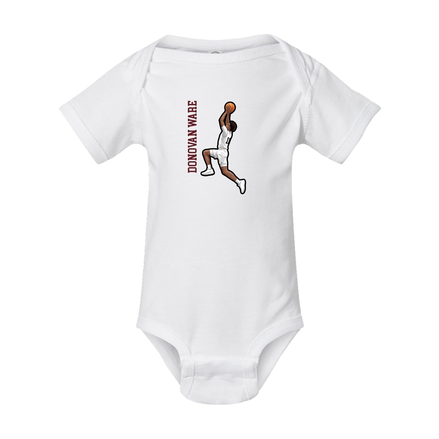 Baby Onesie — Name Vertical in White