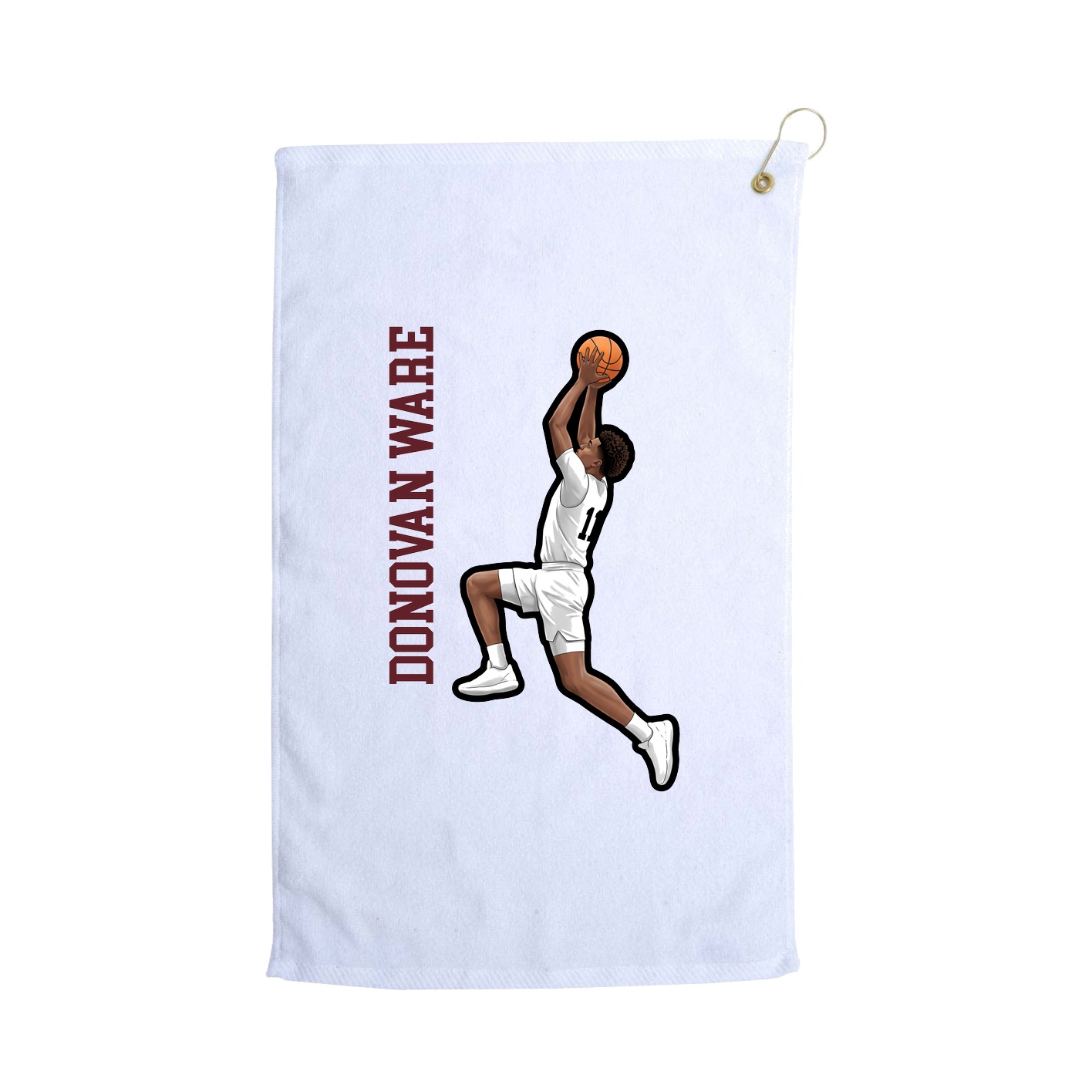 Golf Towel — Name Vertical in White