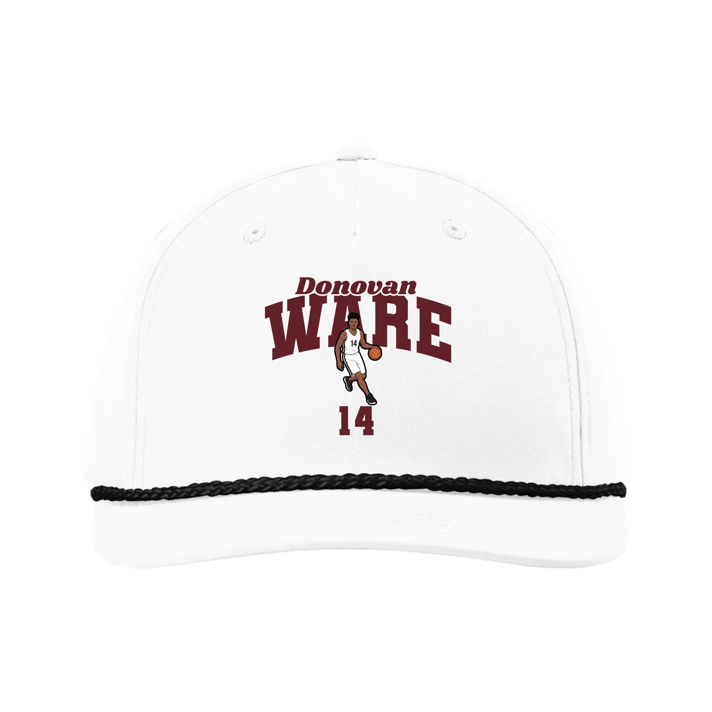 Five-Panel Classic Rope Cap — Signature Arch in White