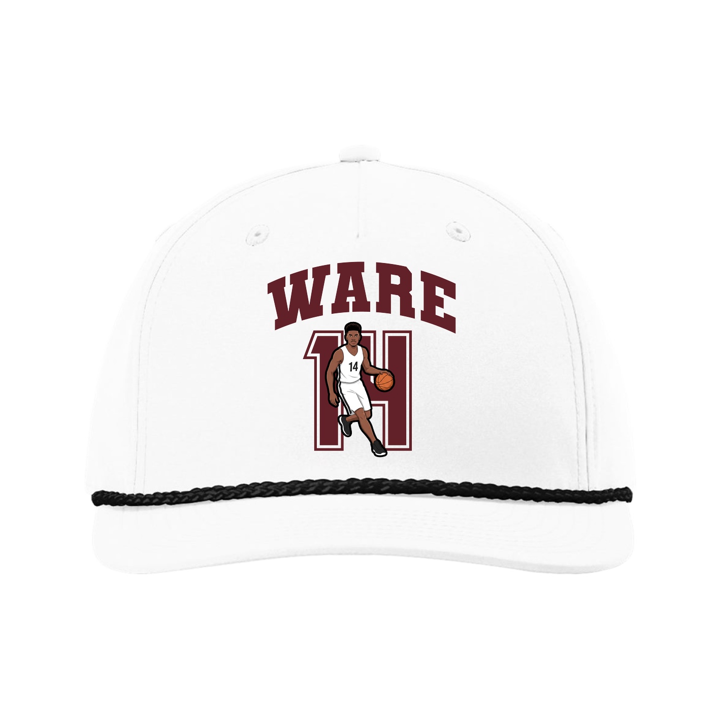 Five-Panel Classic Rope Cap — Number in White