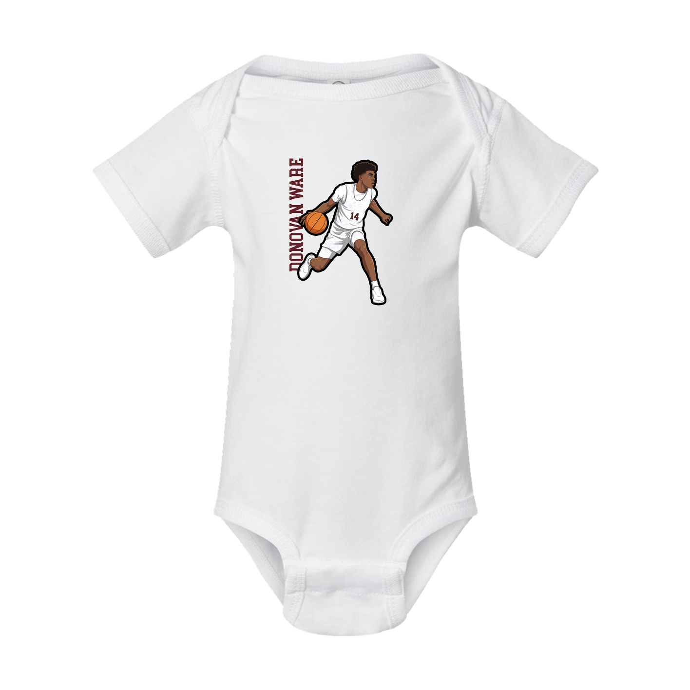 Baby Onesie — Name Vertical in White