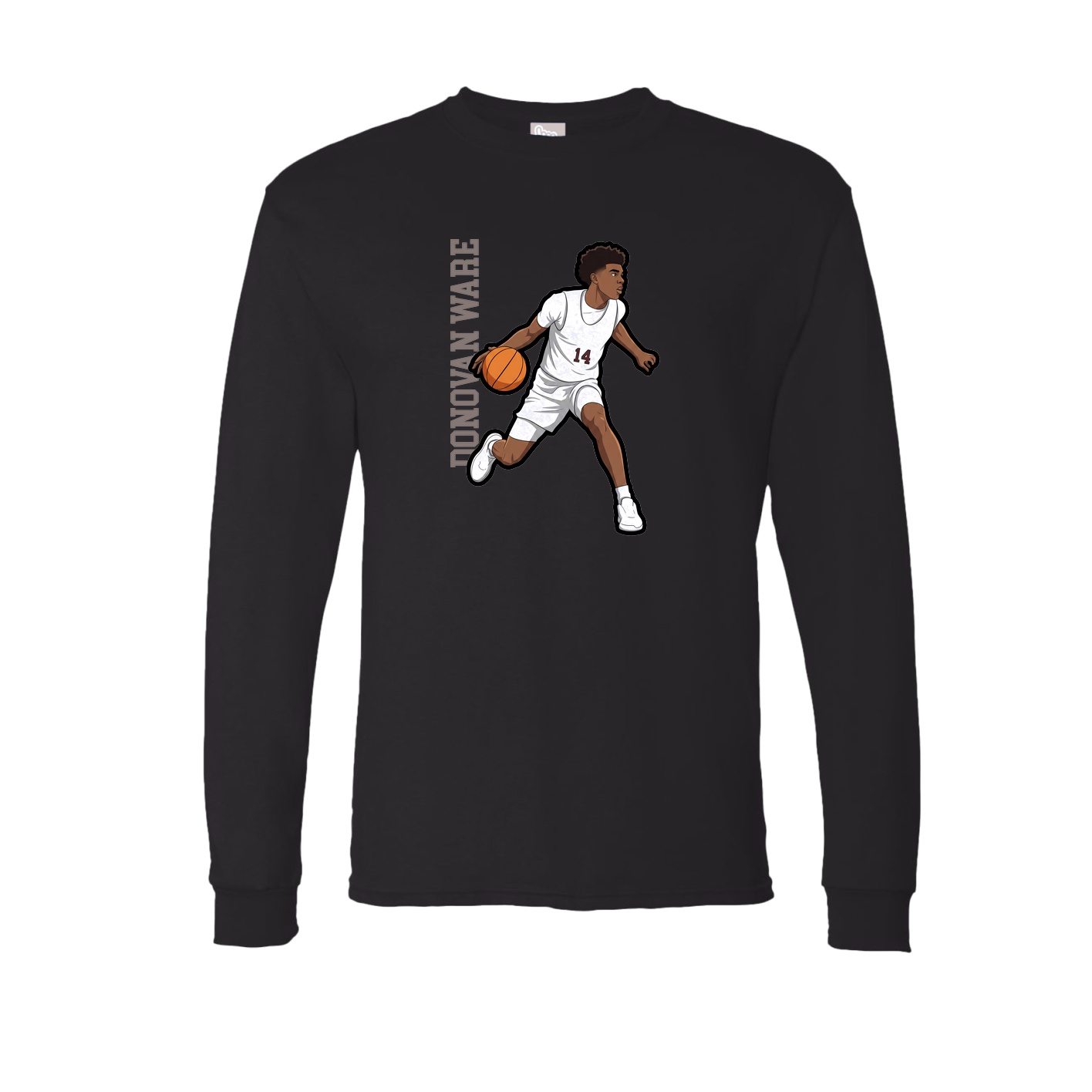 Long Sleeve Tee — Name Vertical in Black