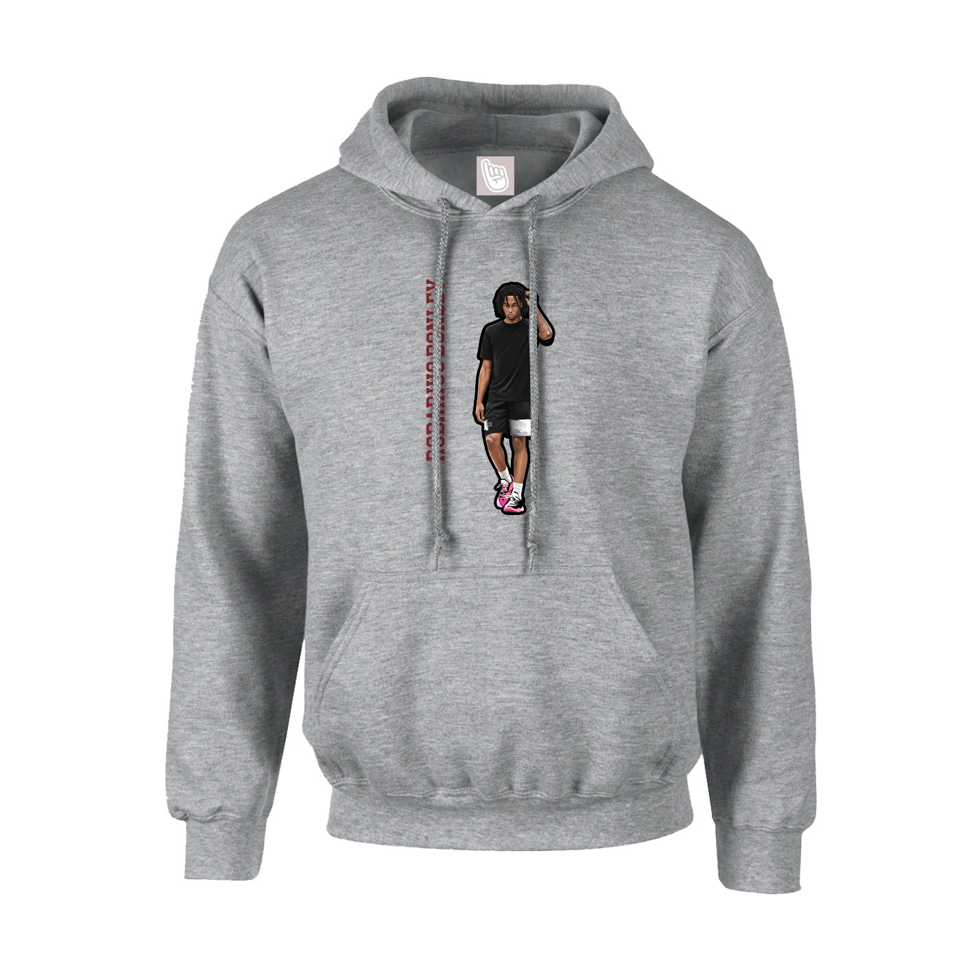 Youth Hoodie — Name Vertical in Grey