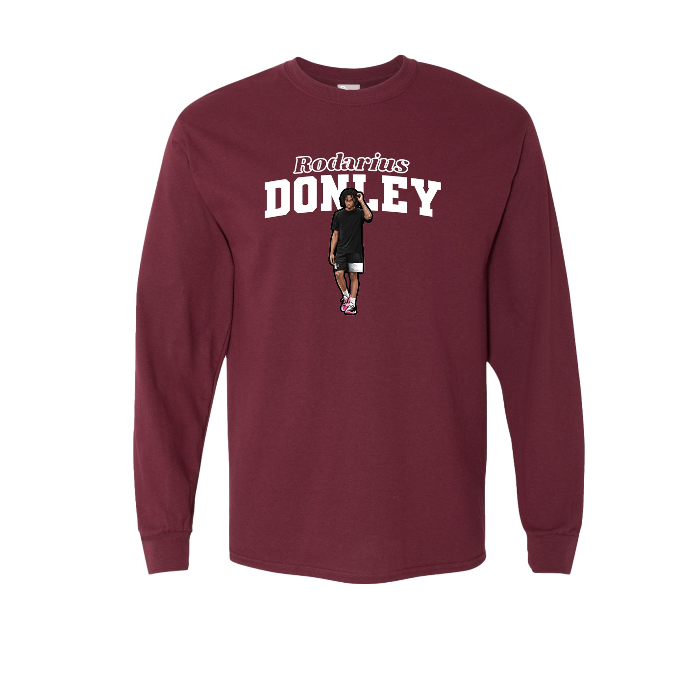 Long Sleeve Tee — Name Arch in Maroon