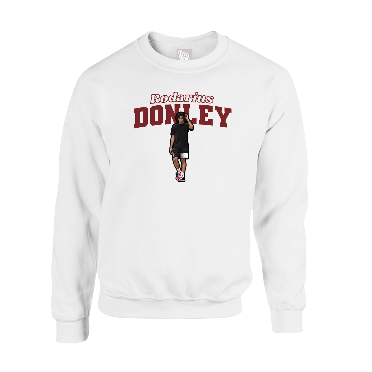 Fleece Crew — Name Arch in White