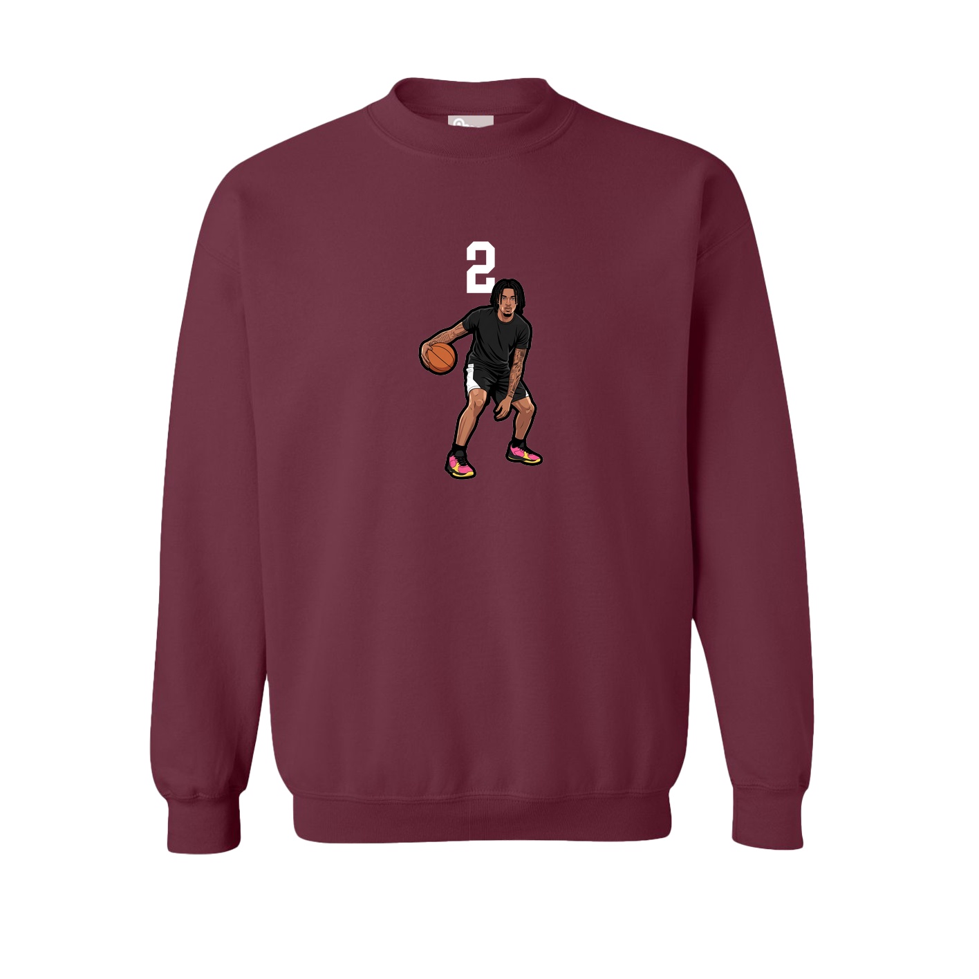 Fleece Crew — Number Top in Maroon