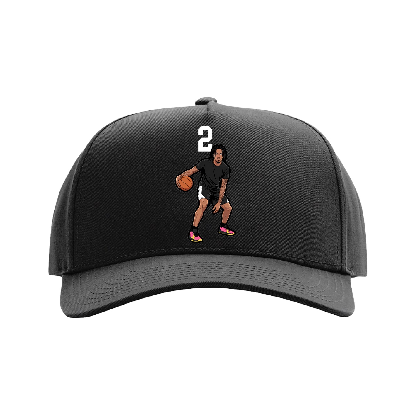 Full Fabric Five-Panel Champ Cap — Number Top in Black