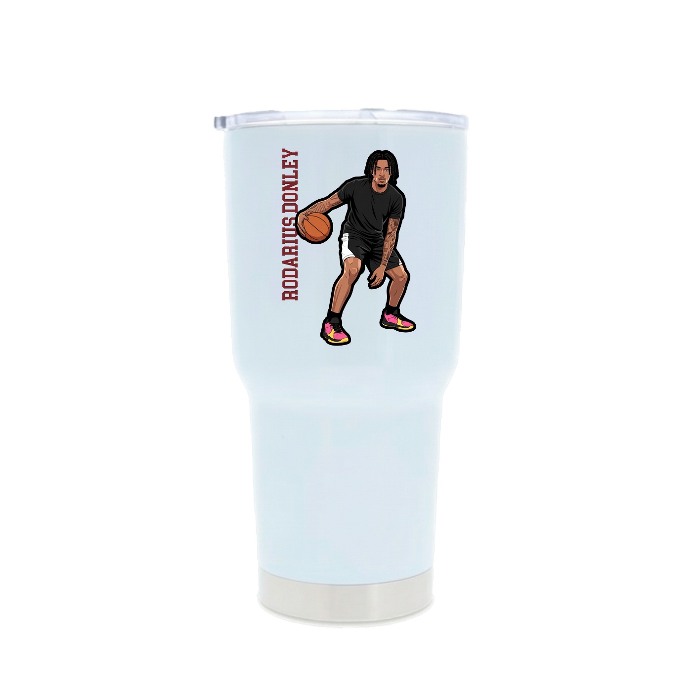30oz Stainless Steel Tumbler — Name Vertical in White