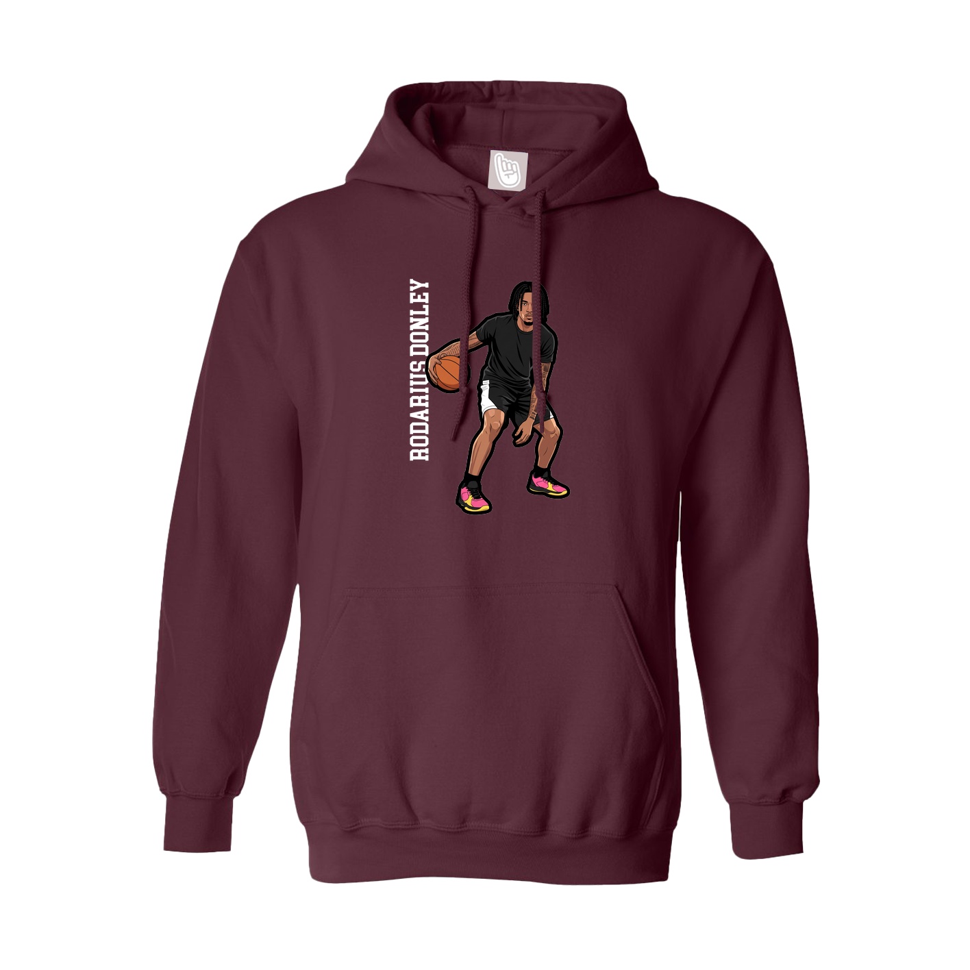 Hoodie — Name Vertical in Maroon
