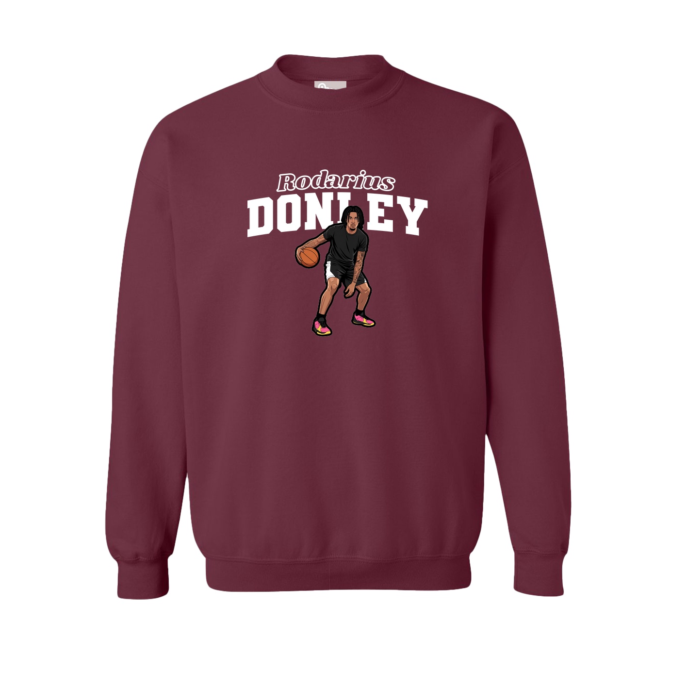 Fleece Crew — Name Arch in Maroon