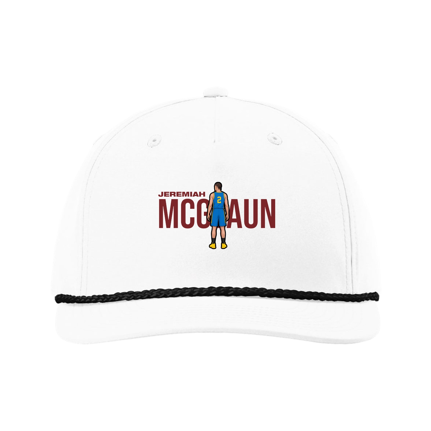 Five-Panel Classic Rope Cap — Player Name in White