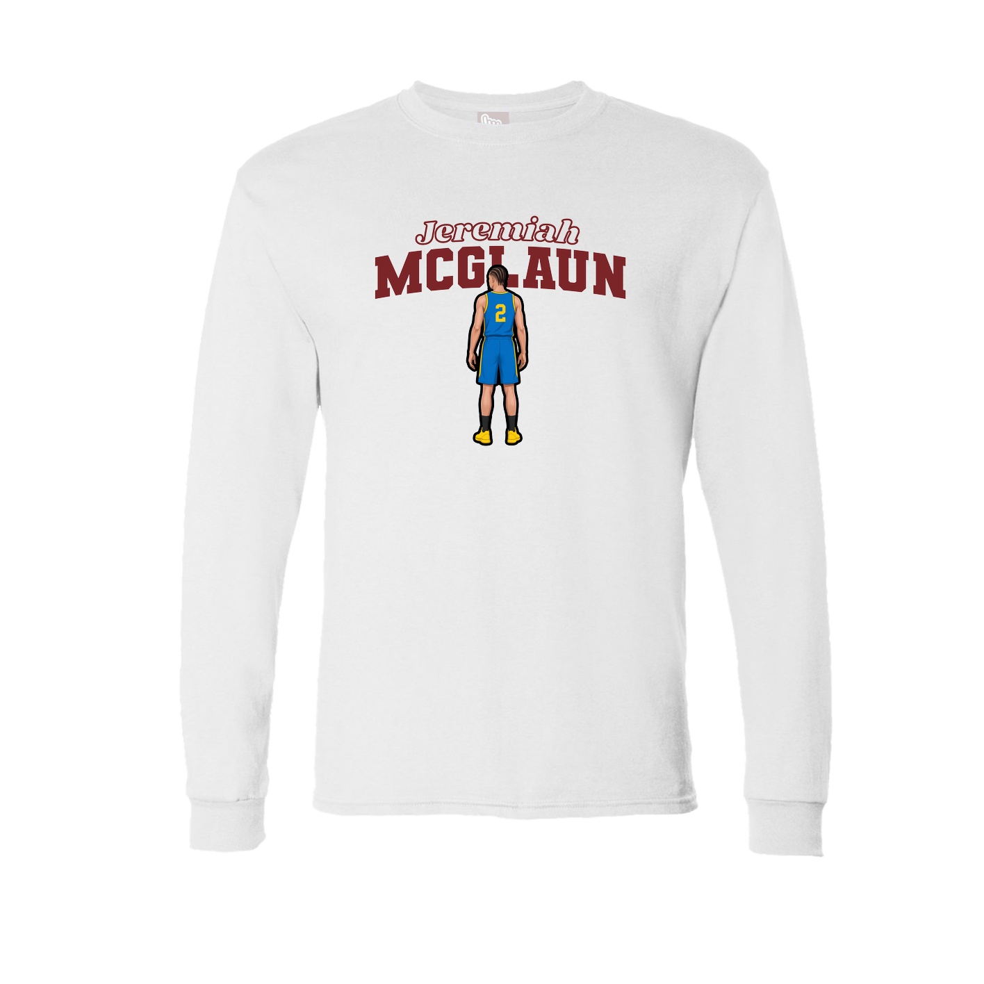 Long Sleeve Tee — Name Arch in White