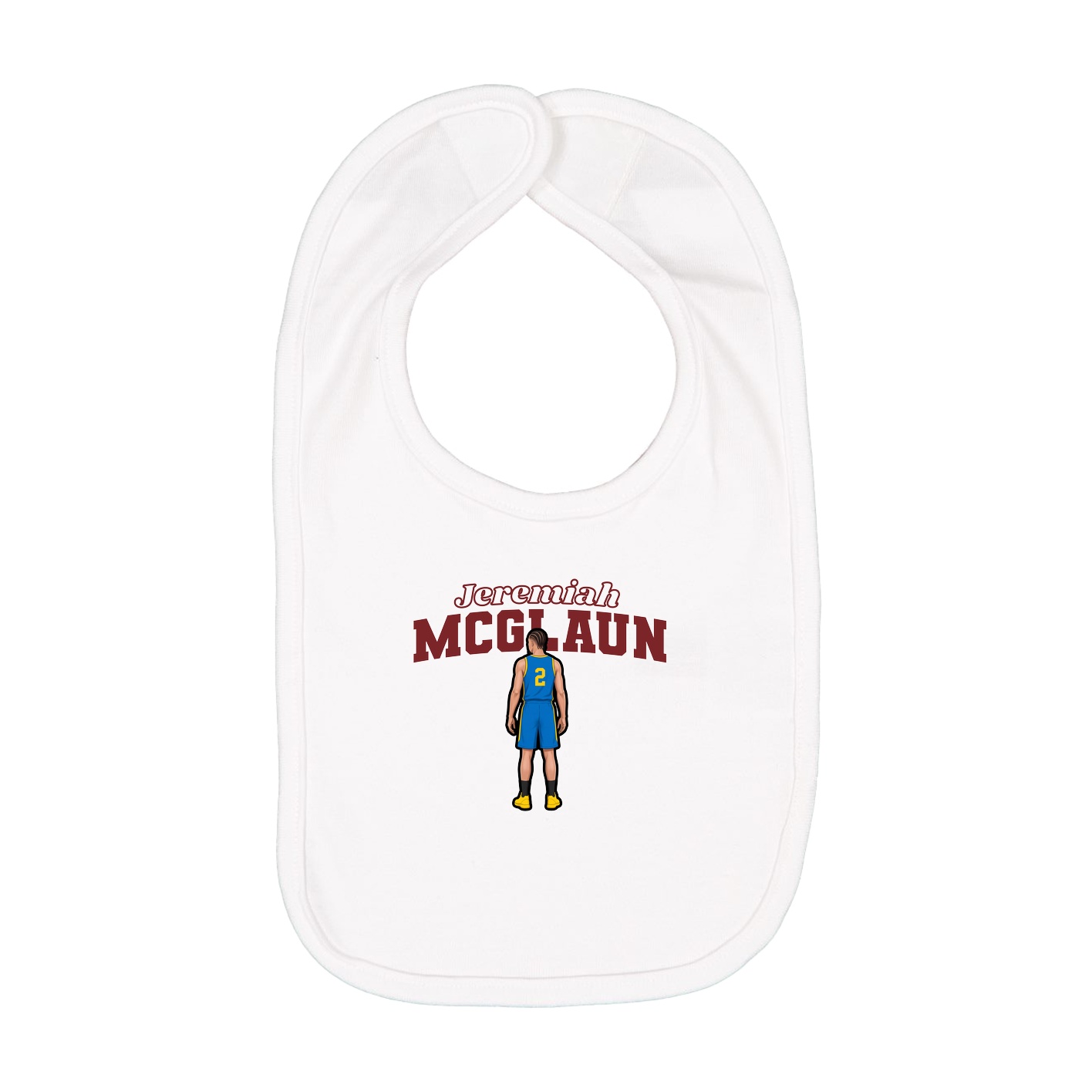 Infant Bib — Name Arch in White